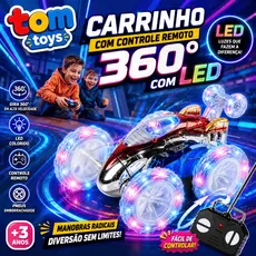 Carro Controle Remoto Maluco Gira 360º C/ Luz Led Brinquedo Carrinho de controle