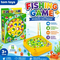 Brinquedo Pescaria Infantil Jogo Pega Peixe com 15 Peixes Coloridos Diversão Crianças