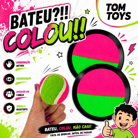 Kit Raquete Frescobol Bateu Colou Peteca Tênis C/ Bolinha Bate Gruda