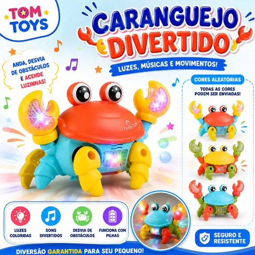 Brinquedo Caranguejo Fujão Musical Som Luz E Movimento/WJ127