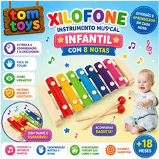 Xilofone Instrumento Musical Infantil Com 8 Notas