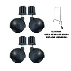 Rodinha de Arara de Roupa com Encaixe Universal Rodizio Roda Giratoria 4cm