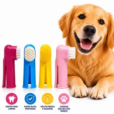 4 Escova de Dente de Dedo Para Cães e Gatos de Silicone Escova Pet