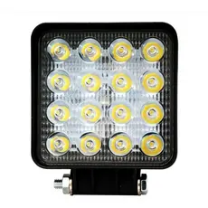 Farol De Milha Auxiliar 16 Leds 48w 12v/24v Quadrado Fino Off-Road 6000k Universal