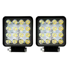 Kit 2 Farol De Milha Quadrado MINI Auxiliar 16 Leds 48w 12v/24v Fino Off-Road 6000k Universal