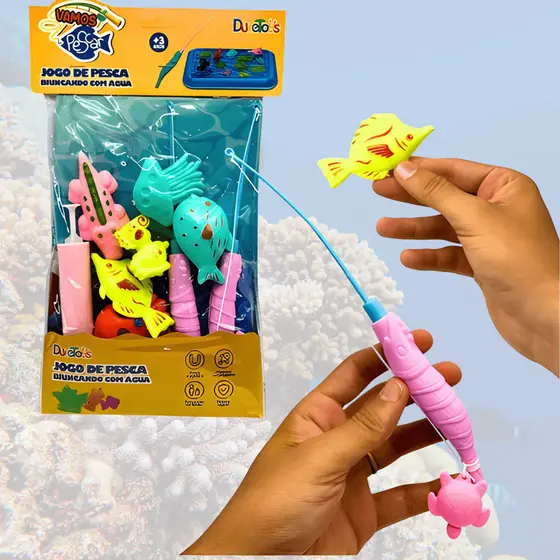 Brinquedo Conjunto Pescaria de Plástico com Acessórios Brinquedo para Menina e Menino