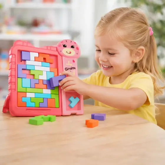 Brinquedo Encaixe Tetris Girafinha Feliz Educativo 3 em 1