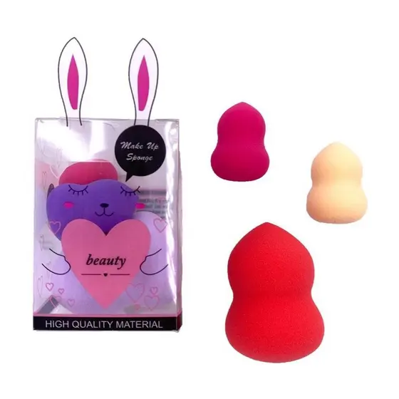 Kitzinho de Mini Esponjas Para Maquiagem Esponja Para Base 3 Unidades