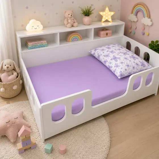 Jogo Lençol Cama Montessoriana 2 Peças Micropercal 400 Fios Fronhas Estampadas