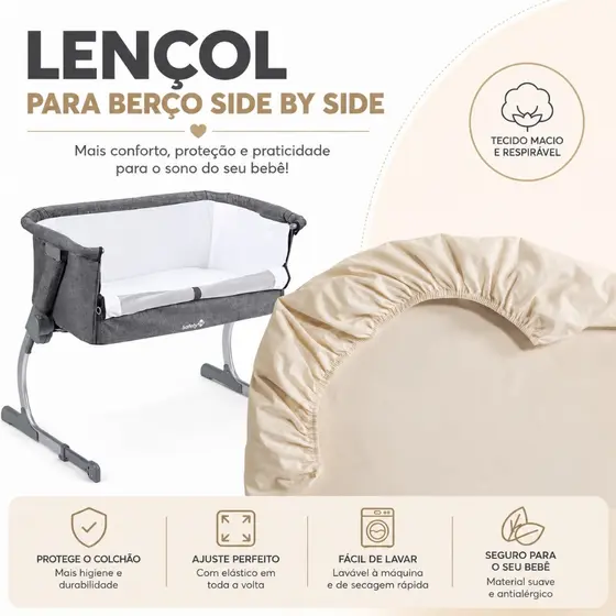 Lençol Para Berço Moises 82cm x 52cm x 4cm Side By Side Micro Percal
