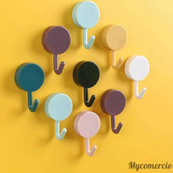 10 Pçs/Conjunto Gancho Adesivo Multicolorido/Resistente Ao Marca/Impermeável/De Parede Para Banheiro/Cozinha/Acessórios