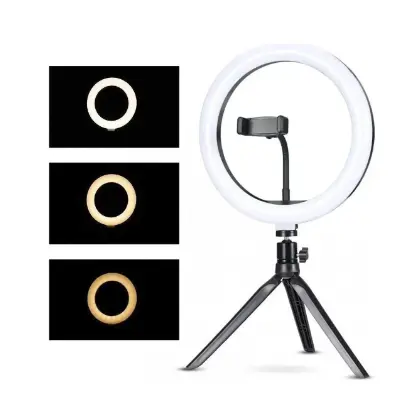 Ring Light Iluminador LED 8 Polegadas com Tripé e Suporte para Celular