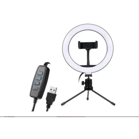 Ring Light Iluminador LED 8 Polegadas com Tripé e Suporte para Celular