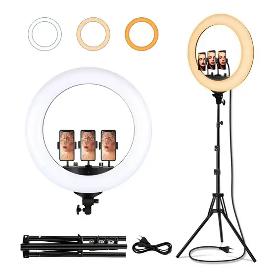 Ring light profissional 48cm 19p RI18 45w bivolt com tripé