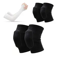 Kit Conjunto Joelheira Compressao com Cotoveleira de Proteção e Manguito Branco Anti UV Esportes Volei Danca Goleiro