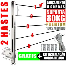 Varal Retratil de Parede Dobrável Aluminio Reforçado Envio Imediato