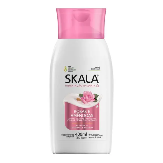Loção Creme Hidratante Corporal Rosas e Amêndoas Skala 400ml