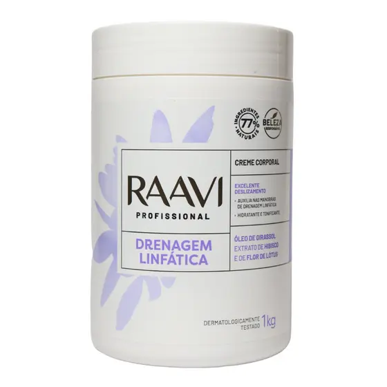 Creme Para Massagem Drenagem Corporal Linfática Raavi 1kg