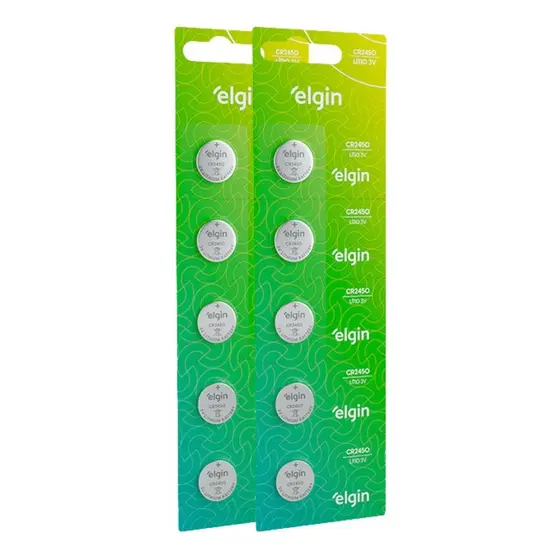 10 Baterias Pilha Moeda Cr2450 3v 2 Cartelas Brinquedo Elgin