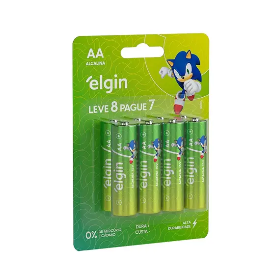 Pilha Alcalina Aa Pequena 1,5v LR6 Blister 8 unidades Elgin