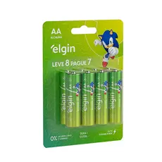 Pilha Alcalina Aa Pequena 1,5v LR6 Blister 8 unidades Elgin