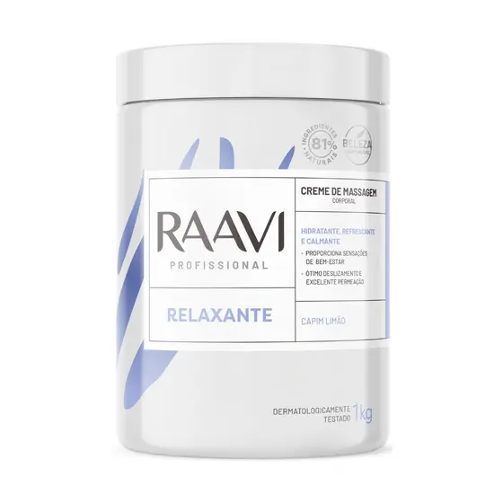 Creme Massagem Relaxante Corporal Capim Limão Raavi 1Kg