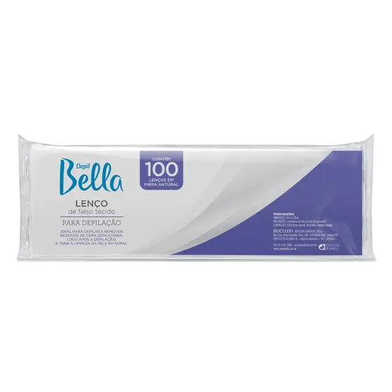 100 Folhas Lenços Fibra Natural Para Depilação Depil Bella