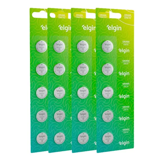 Kit 20 Bateria Pilha Moeda Cr2430 3V 4 Cartela Relógio Elgin