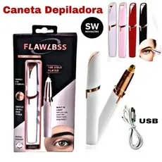 Caneta Depiladora Sobrancelhas Elétrica USB Recarregável para Sobrancelhas, Nariz e Buço Sem Dor ESC