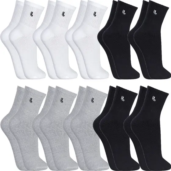 Kit 10 Pares Meias Lupo Original Cano Médio Alto Algodão Masculina Feminina Meia Atoalhada Grossa