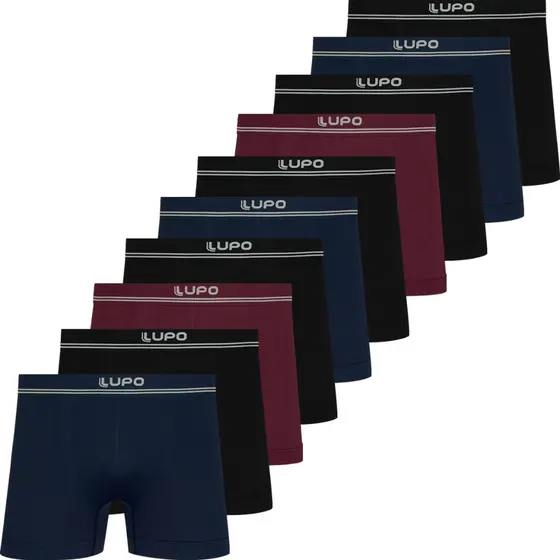 Kit 10 Cuecas Boxer Lupo Masculina Poliamida Sem Costura Confortável Original Adulto Casual