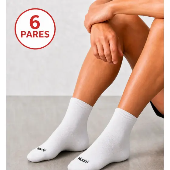 Kit 6 Pares Meias Hoahi Cano Médio Grossa Atoalhada Algodão Unissex Esportiva Sport Confortável