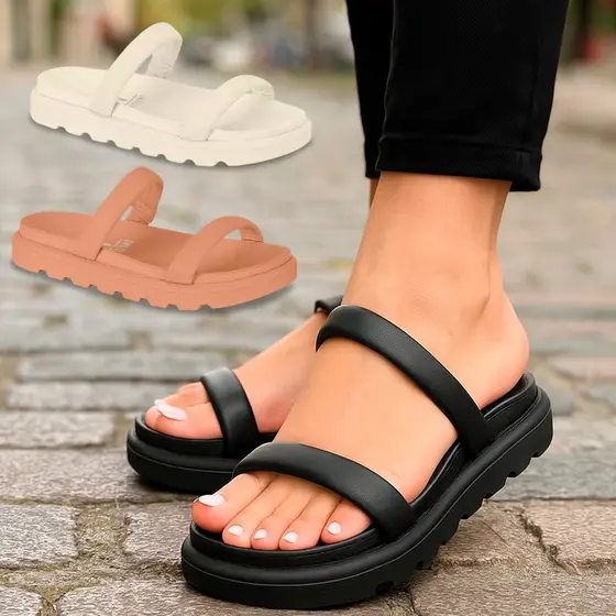Sandália Vizzano Papete Feminina Pelica Tamanco Plataforma Confortável Macia Casual Tiras Original
