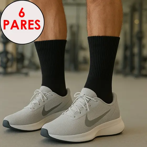 Kit 6 Pares Meias Hoahi Cano Alto Longo Algodão Grossa Quente Frio Academia Esportiva Unissex