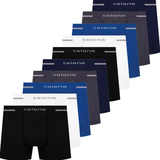 Kit 10 Cuecas Boxer Selene Poliamida Cueca Sem Costura Confortável Cueca Masculina Adulto Original