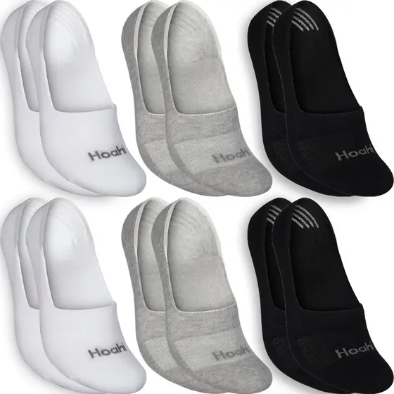 Kit 6 Pares Meias Sapatilha Invisível Hoahi Meia Cano Baixo Algodão Confortável Silicone Macia