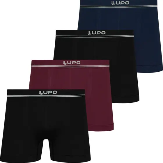 Kit 4 Cuecas Boxer Lupo Microfibra Poliamida Sem Costura Confortável Cueca Masculina Pacote Original