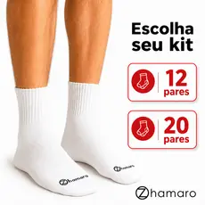 Kit Meias Zhamaro Meia Cano Médio Alto Algodão Respirável Unissex Sport Meia Atoalhada Premium