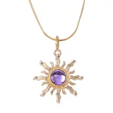 Colar Sol Rapunzel Enrolados + Caixinha Rosa Para Presente Corrente Veneziana Dourada Aço Inoxidável
