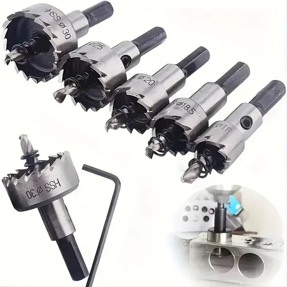 Kit 5 Brocas Serra Copo Furar chapa Metal Aço Ferro 16/18.5/20/25/30mm jogo ferramentas completo metalurgica