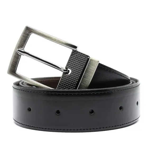 Cinto Social Masculino 3,5cm Couro Ecológico Reforçado Dupla Face Preto e Marrom