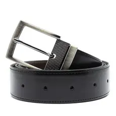 Cinto Social Masculino 3,5cm Couro Ecológico Reforçado Dupla Face Preto e Marrom