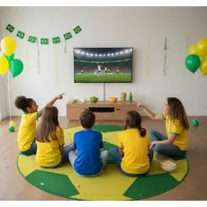 Tapete Para Sala Quarto Area Gourmet Verde e Amarelo Copa Do Mundo Decoração Grande e Pequeno