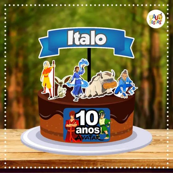 Topo de Bolo - Avatar Aang (Parabéns ou Nome + Idade)