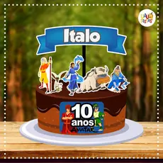 Topo de Bolo - Avatar Aang (Parabéns ou Nome + Idade)