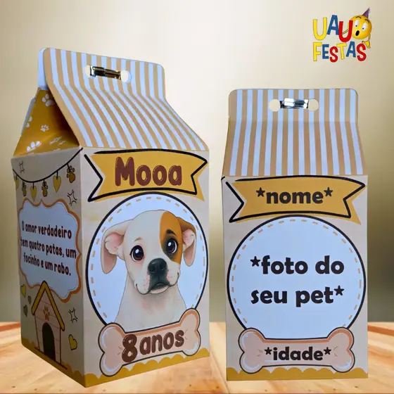 Até 30x Caixinhas Milk Lembrancinha - Personalize Com a Foto do Seu Pet (Cachorros)