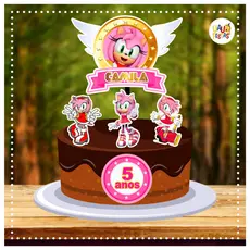Topo de Bolo - Amy Rose (Sonic)