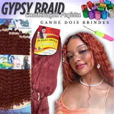 GYPSY BRAID CABELO ORGÂNICO NA TELA MODELO ANJO + JUMBÃO PARA TRANÇAS