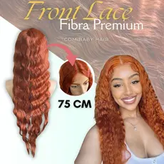 PERUCA FRONT LACE FRISADA 60CM - FIBRA PREMIUM COM PENTES INTERNOS - FÁCIL COLOCAÇÃO