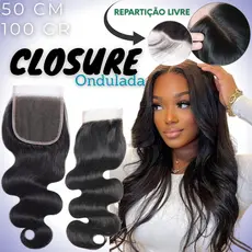 CLOSURE ONDULADA FIBRA ORGÂNICA IDÊNTICA AO HUMANO 50CM - REPARTIÇÃO LIVRE